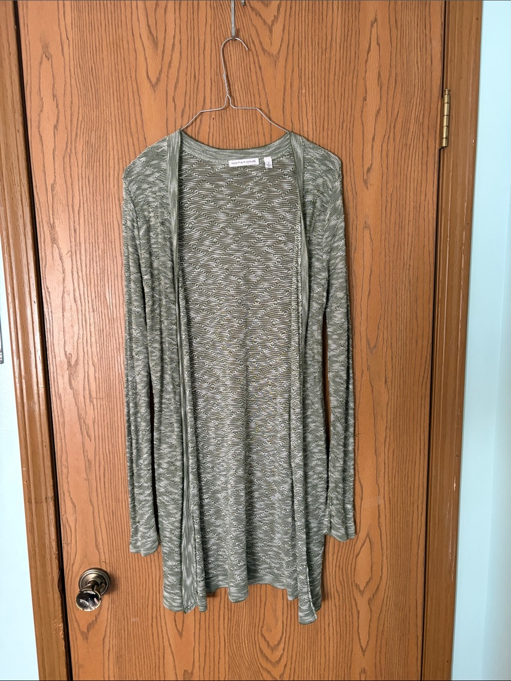 Notations Olive Green Open-Front Lightweight Cardigan